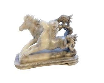 中国アンティーク寿山石手彫り風水馬八頭馬像 - Etsy 日本