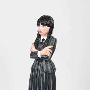 Wednesday Addams, handmade wooden sculpture, unique gift, wooden carved surprise,