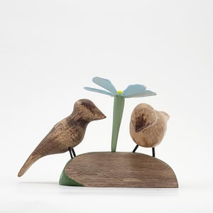Birds made of wood, handcrafted sculpture, gift for bird lover, Sculpture for Home,