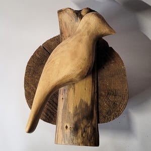 Pájaro grande de madera, escultura de pared encerada, escultura de madera de tilo hecha a mano, regalo para un ser querido, para amantes de las aves