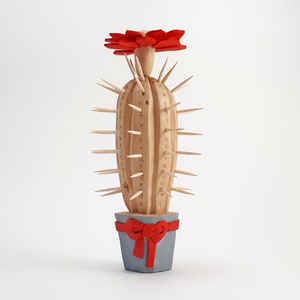 Cactus made of wood, flower figure, gift for a flower lover, room decoration