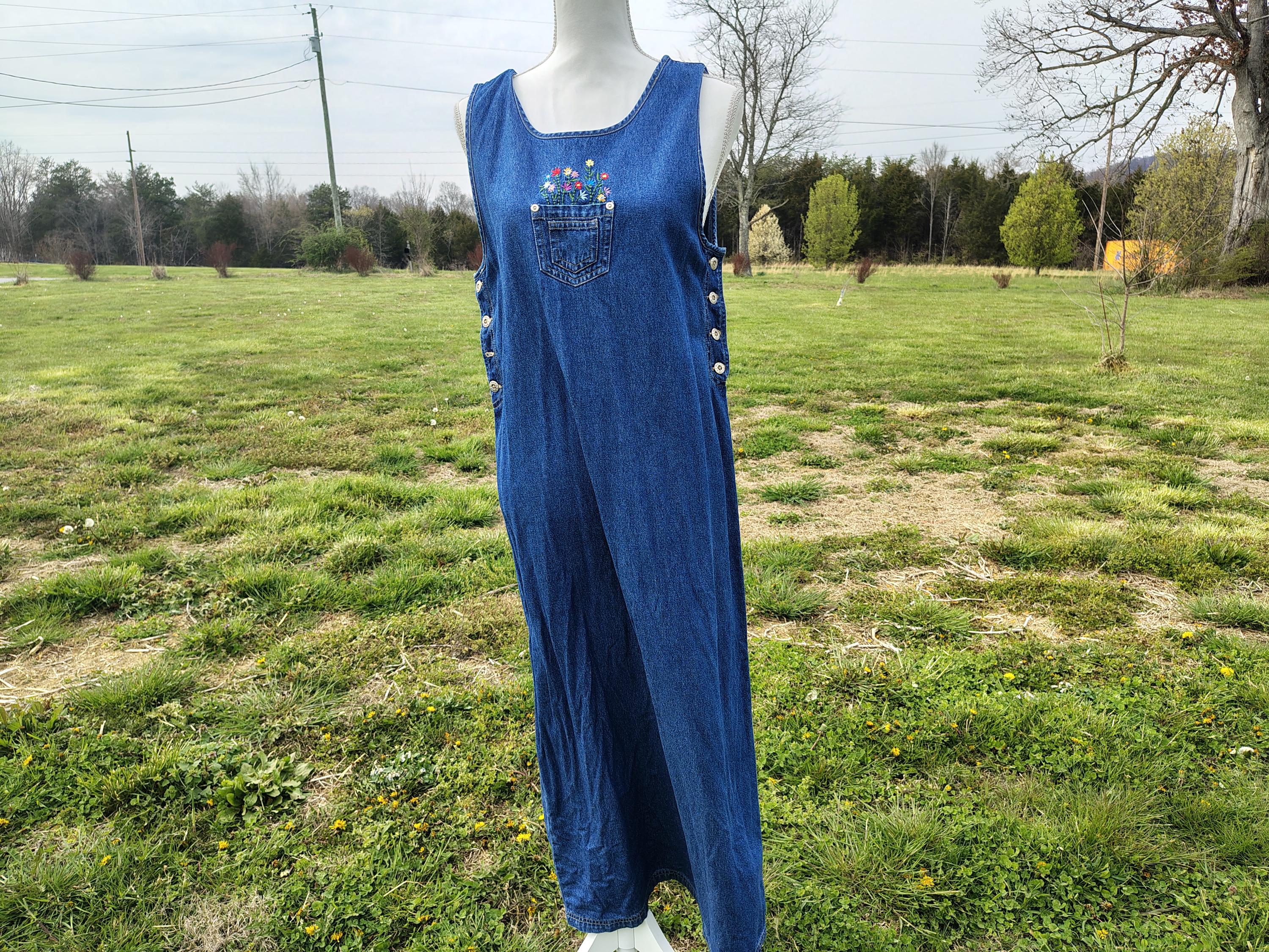 fitted lace wedding dress Vintage Cargo Style Denim Dress main image 0