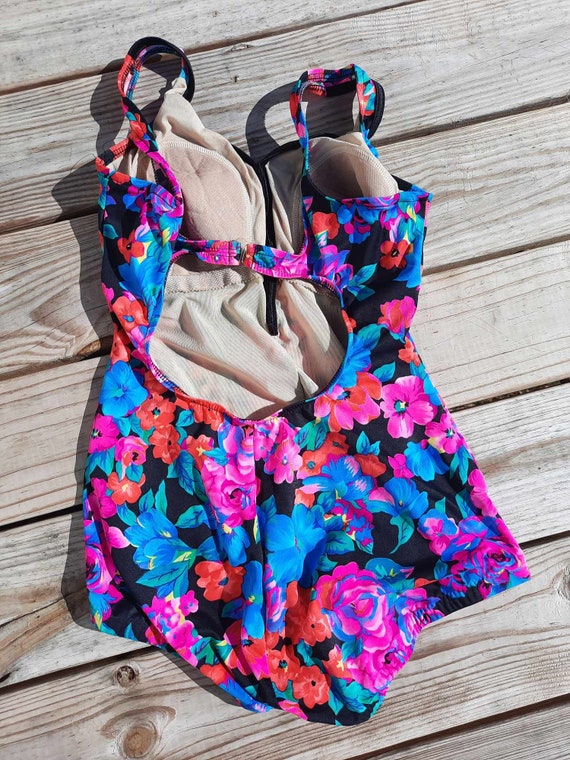 1980s-1990s vibrant floral cute one-piece bathing… - image 2