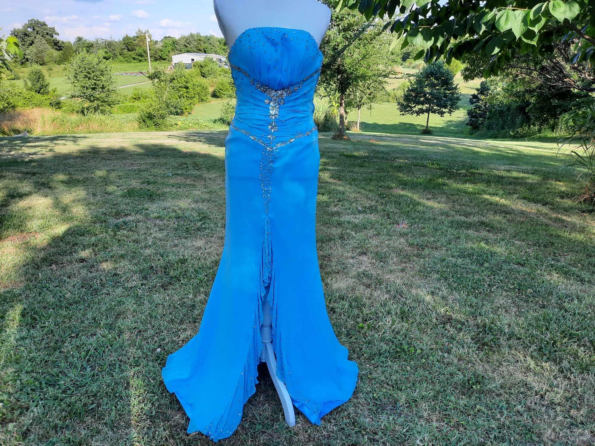 Vintage Beaded Blue Dress - Etsy Vintage Beaded Blue Dress - Etsy