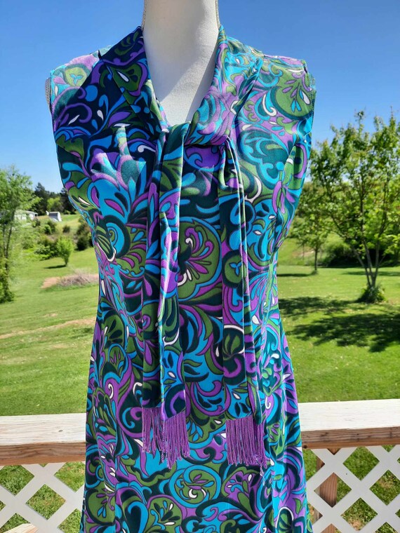 1970s purple, blue, green and white swirly funky … - image 2