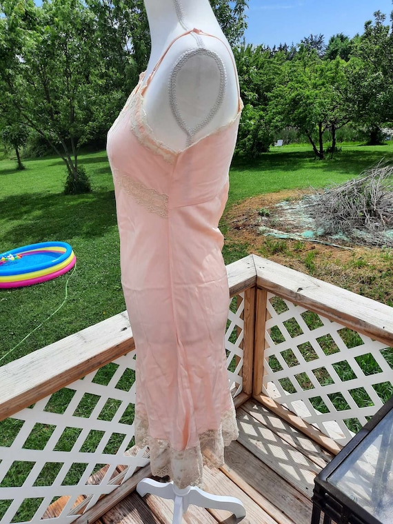 1950s Pink Sheer Slip with Lace Trim