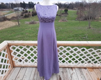 1990s-Y2K homemade floral embroidered formal prom dress, homecoming, dance