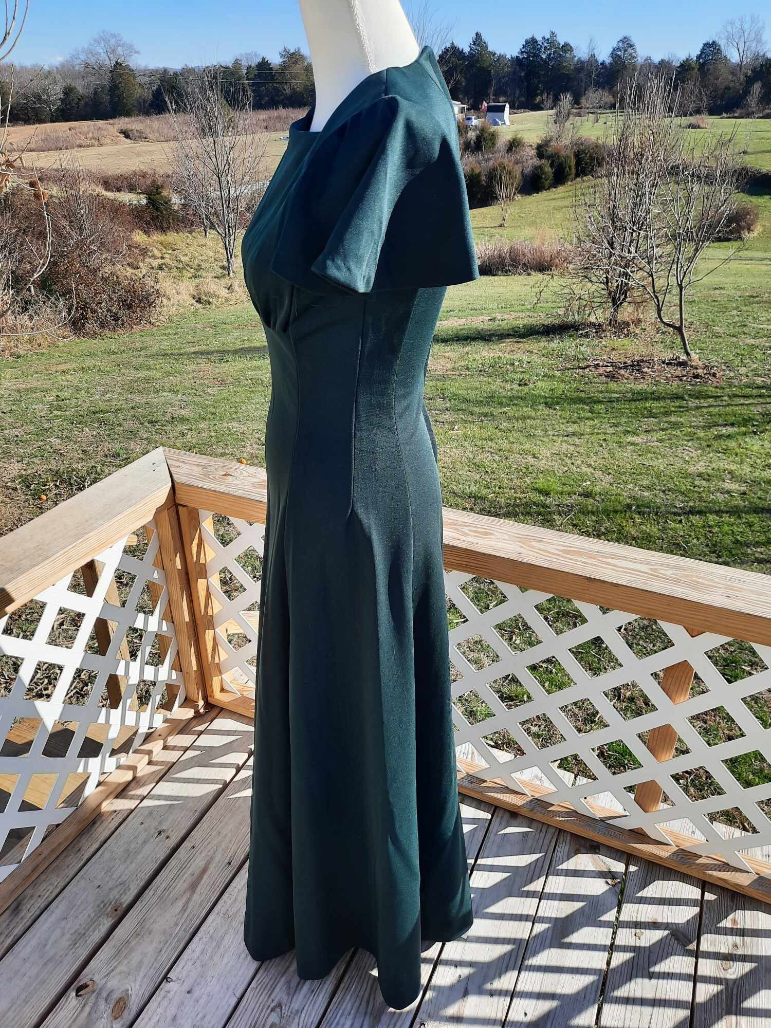 1970s Dark Green Homemade Maxi Dress, Bridesmaid, Thanksgiving — free download