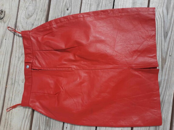 1980s red hot leather skirt vintage - image 2