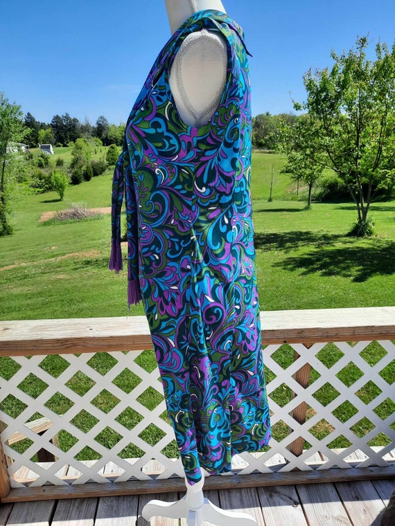 1970s purple, blue, green and white swirly funky … - image 3