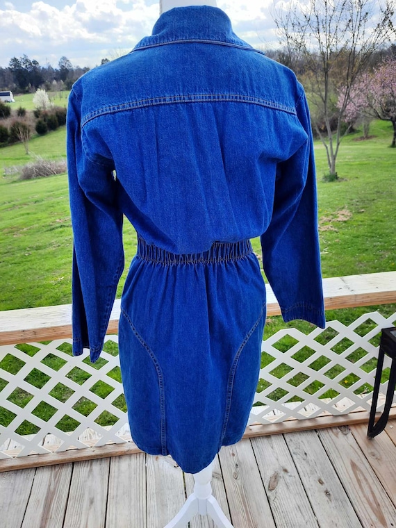 1980s blue denim western funky dress fall - image 4