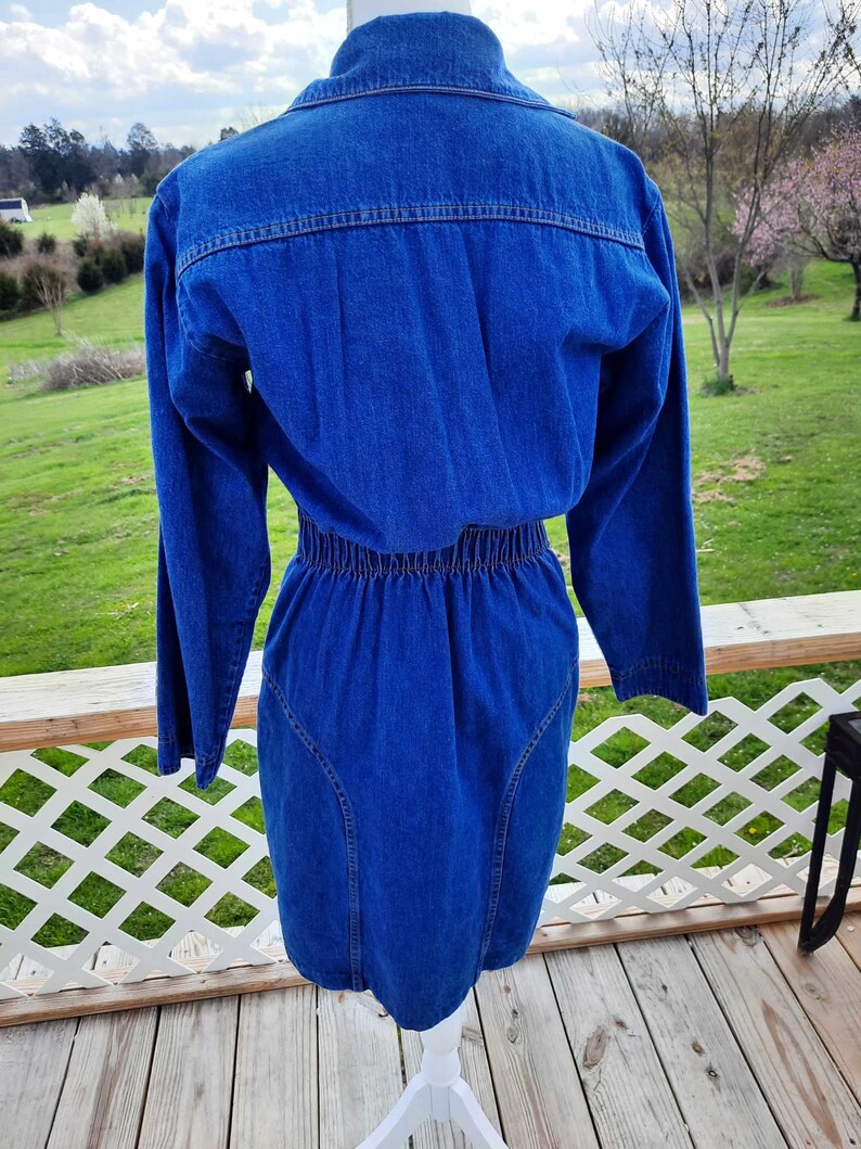 1980s blue denim western funky dress fall image 4