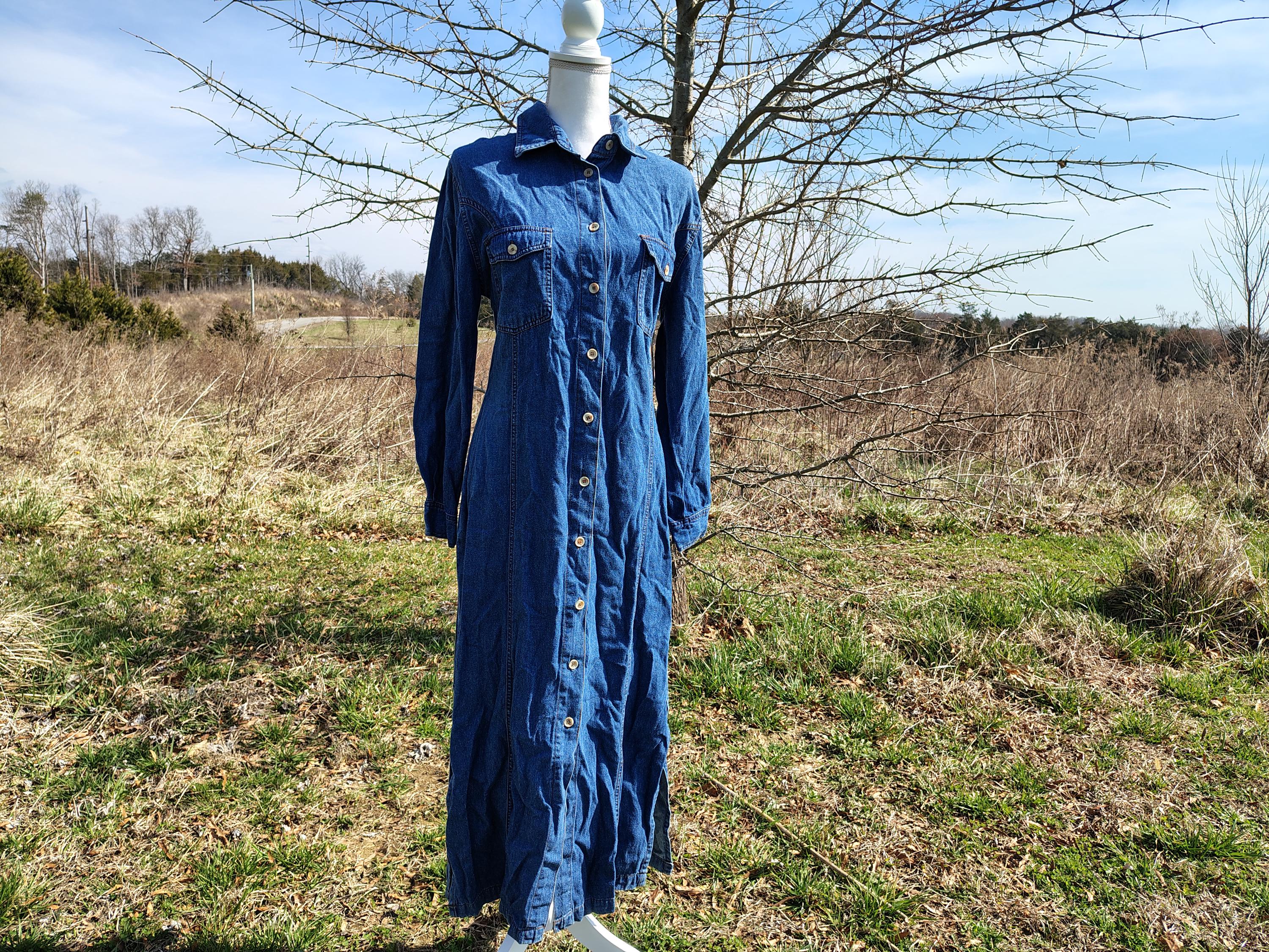 white christmas dresses Vintage 90s Grunge Boho Hippie Blue Jean Denim dress
