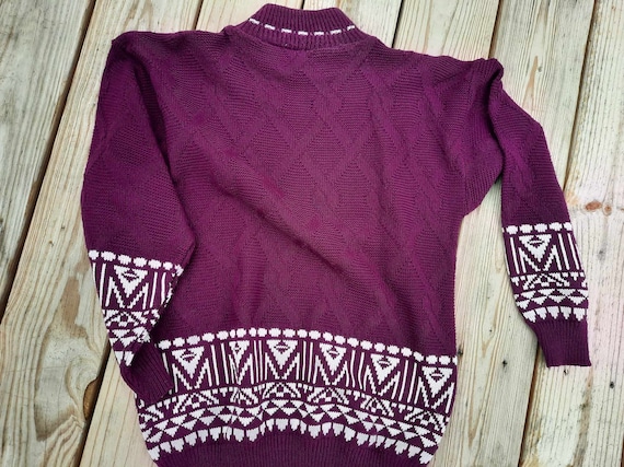 1980s plum purple knitted pullover sweater - image 2