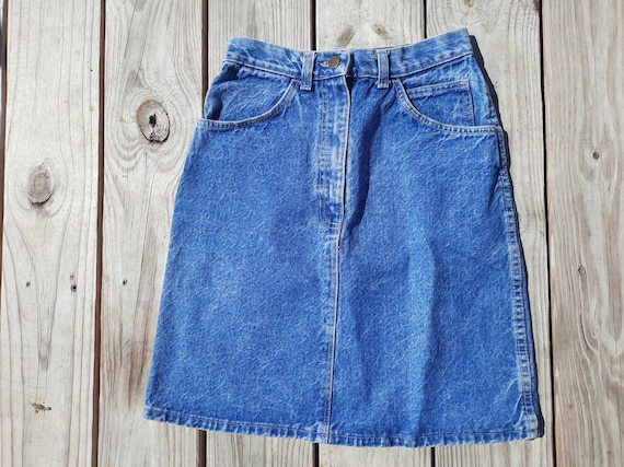 Vintage 80s 90s Blue Denim Skirt 6 8