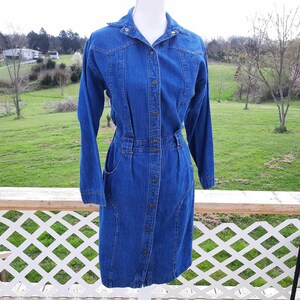 1980s blue denim western funky dress fall