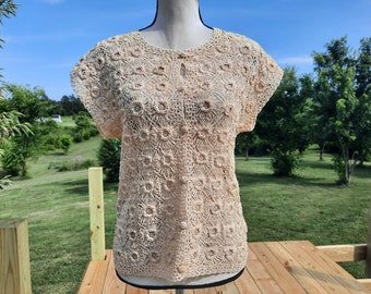 Miramar crochet boho, hippie cardigan beige