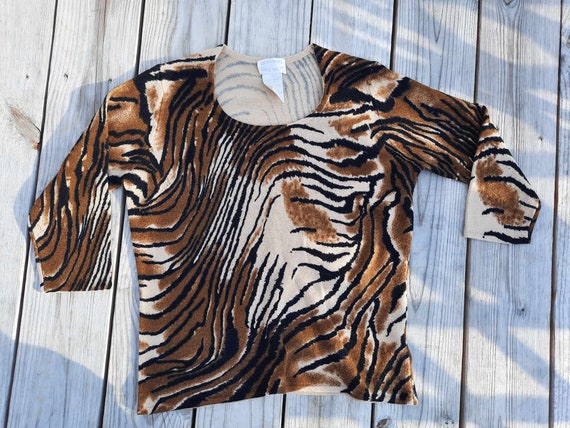 Y2K animal print tiger blouse - image 1