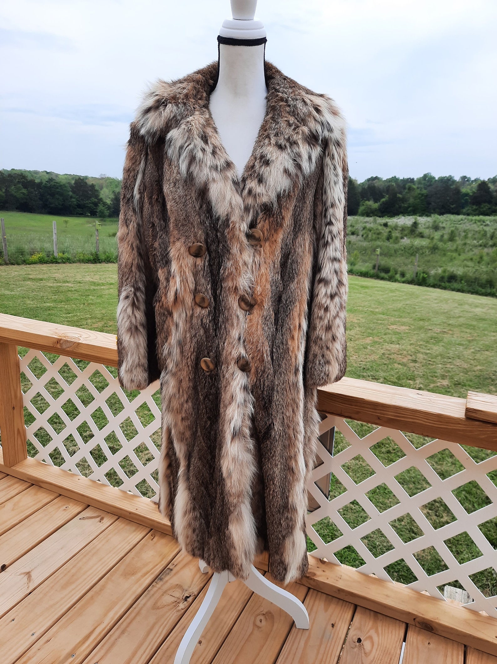 Stunning Vintage Real Bobcat Lynx Fur Coat Etsy