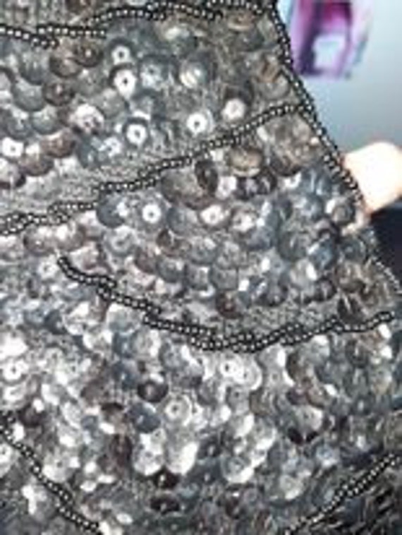 Stunning 1960s black sequin beaded tank top, blou… - image 4