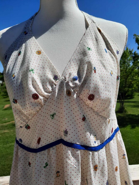 1970s halter mini dress, shirt Swiss polka dot fl… - image 2