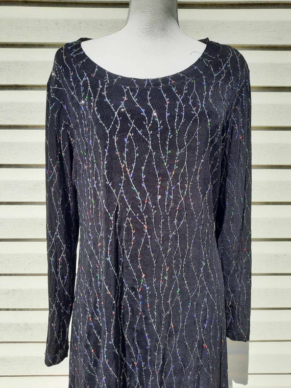 1990s blazer and iridescent silvery sparkly midi … - image 2