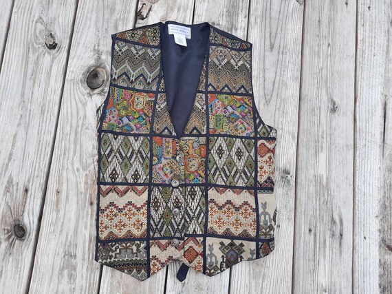 1990s beaded funky abstract vest - image 1