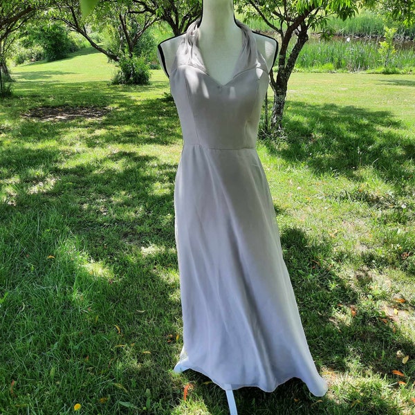 Gray formal bridesmaid maxi dress halter, Halloween costume, cosplay, dance, prom