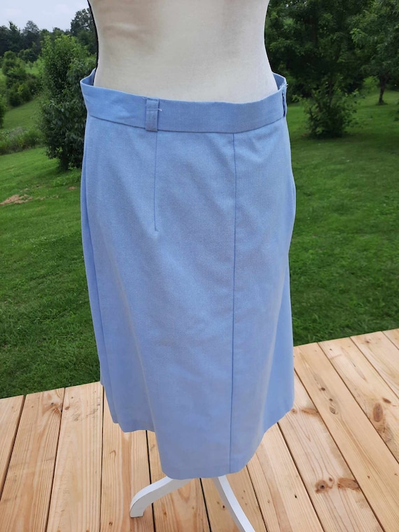 1970s-1980s light blue button up midi skirt - image 3