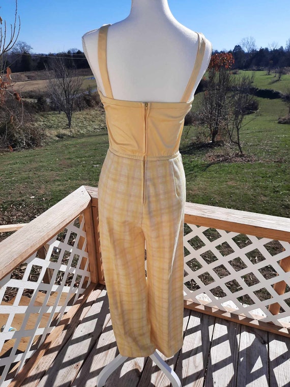 1970s yellow and beige plaid jumpsuit with match … - image 4