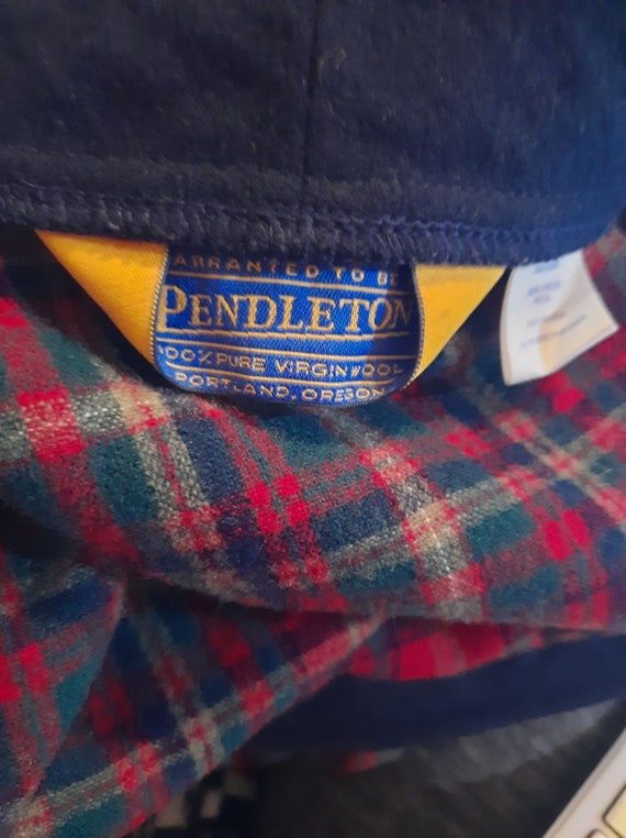 1990s-Y2K Pendleton Christmas plaid green and red… - image 4