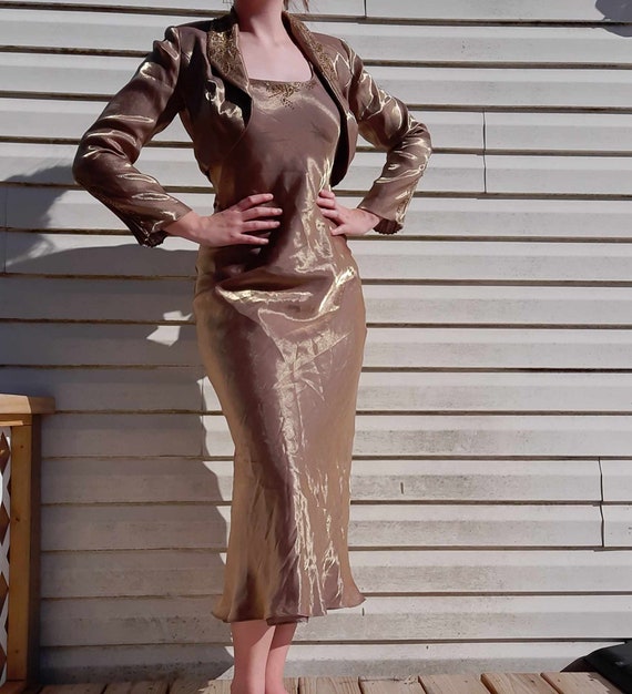 alex evenings beaded jacket dress Alex Evenings Petite Lace & Satin Gown with Scalloped Lace Sequin Jacket EGGPLANT / 16P main image 0