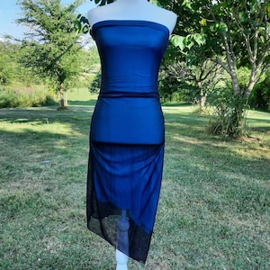 Y2K blue and black grunge dress
