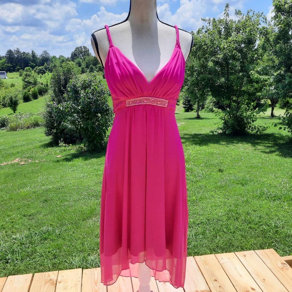 Y2K hot pink beaded date night dance dress formal prom homecoming Halloween