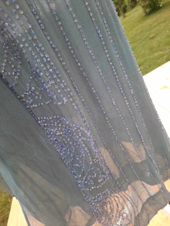 1920s antique blue sequin flapper beaded dress - image 7