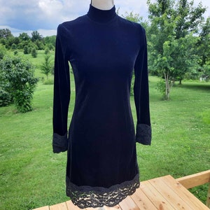 1990s gothic black high neck lace cuffed grunge witchy dress Halloween
