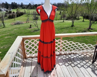 1970s red floral tiered Jody T of California