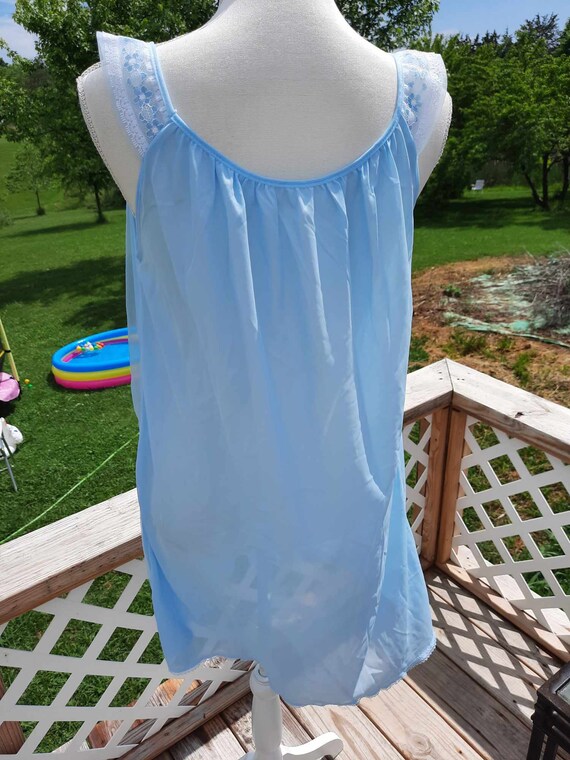 1970s pastel blue babydoll lace nightgown Gem