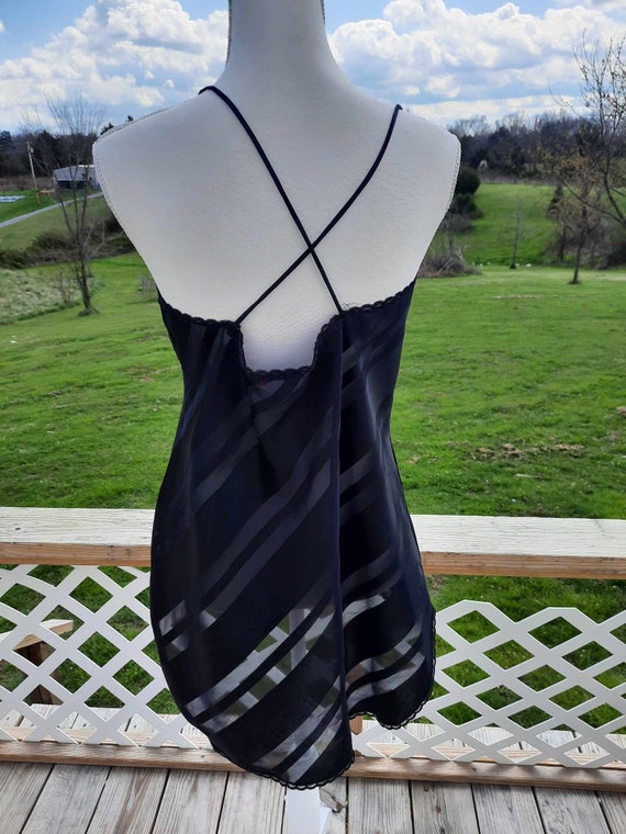 1980s-1990s black and sheer striped lingerie cami… - image 3