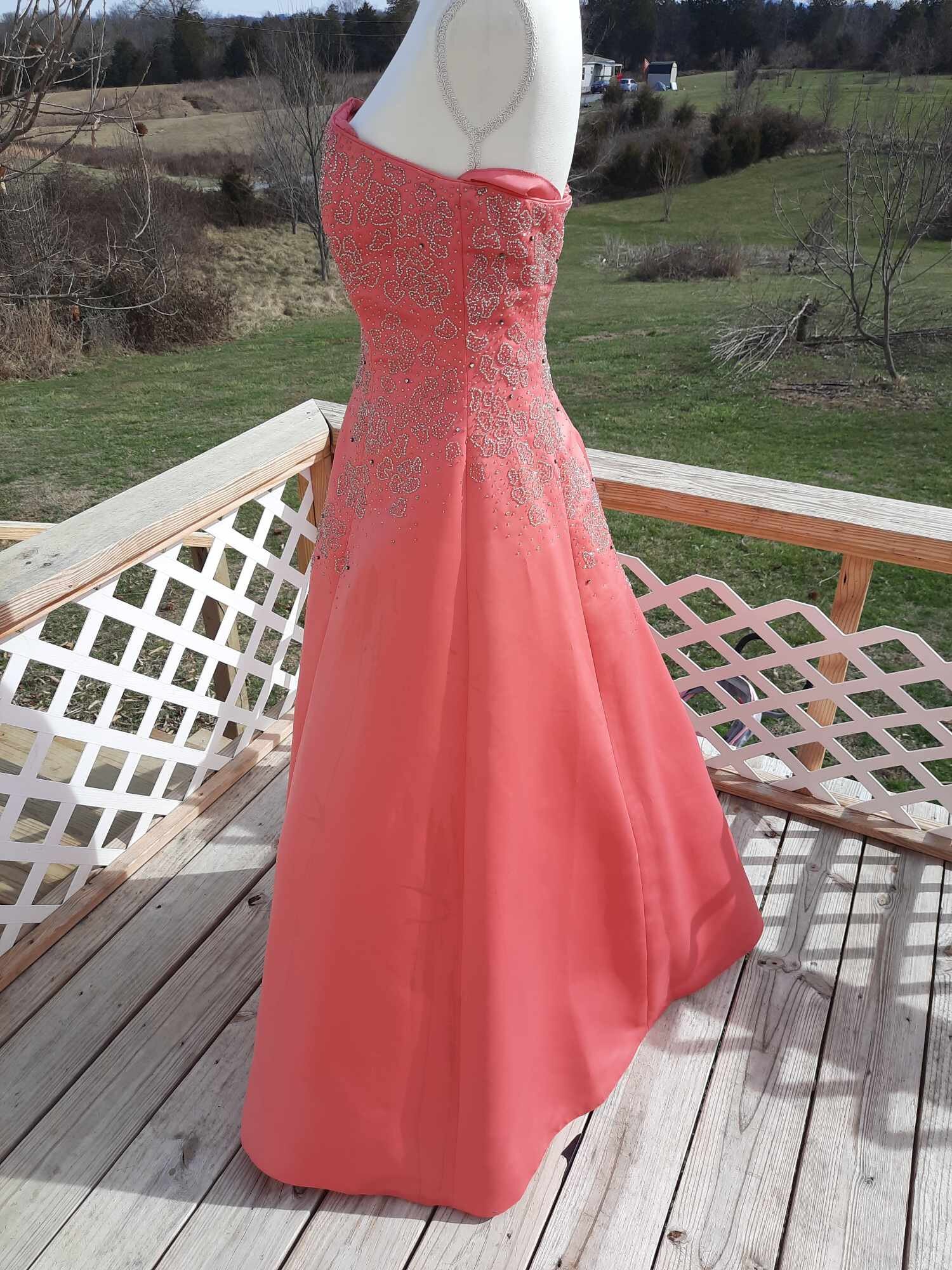 2000s Salmon Pink Beaded Rhinestone Formal Prom Dress, Ball Gown, Homecoming - Etsy 2000s Salmon Pink Beaded Rhinestone Formal Prom Dress, Ball Gown, Homecoming - Etsy