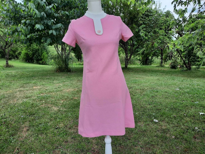 1970s Pink and White Mod Homemade Short Dress Etsy