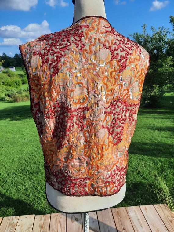 Vintage 90s Y2K Sequin Vest Silver 8 10