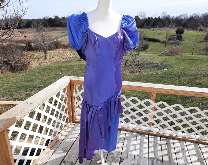 1980s Formal Purple Prom Dress, Costume, Cosplay, Theatre