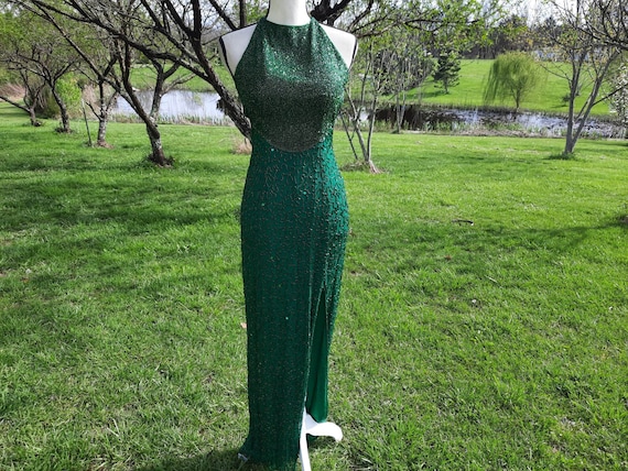 Green Beaded Sexy Form Fitting Vintage 1990s Prom Dress, Homecoming,  Costume, Cosplay - Etsy