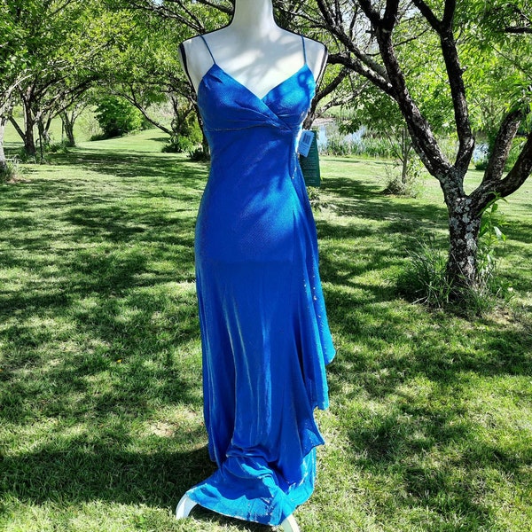 Stunning blue shiny formal prom dress, costume, cosplay