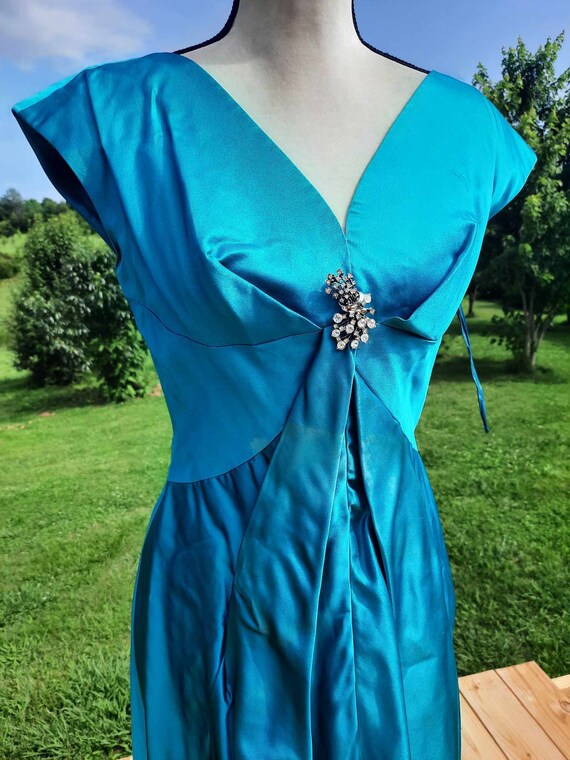 Vintage 1950-1960s Lee Claire blue elegant cockta… - image 2