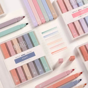 Cute Pastel Highlighter Set, Light Colors, Marker Pens, Aesthetic, School supplies, Office Supplies,  DIY, Stationary, Gift