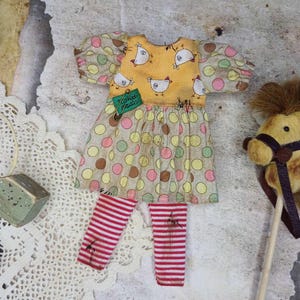 Distressed Cotton Blythe Doll Outfit: Mini Dress & Leggings
