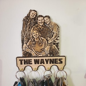 Custom Family Key Holder, Engraved Family Gift, custom photo engraving, gift for family, gift for dad, gift for mom