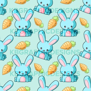 Blue Easter Bunny Seamless Pattern - Etsy